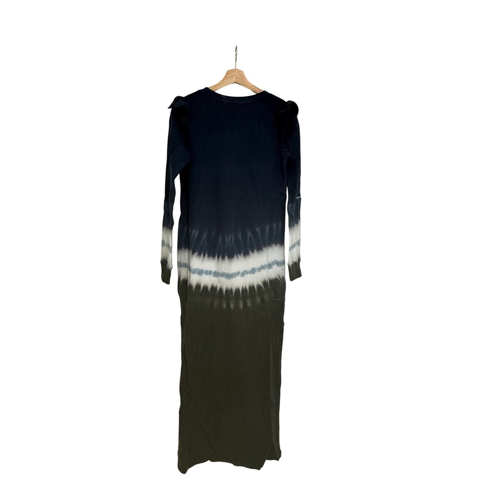 Z Supply Black Iris Tie Dye Ruffle Maxi Dress Long Sleeve Navy Olive NWT‎ S - Picture 2 of 8